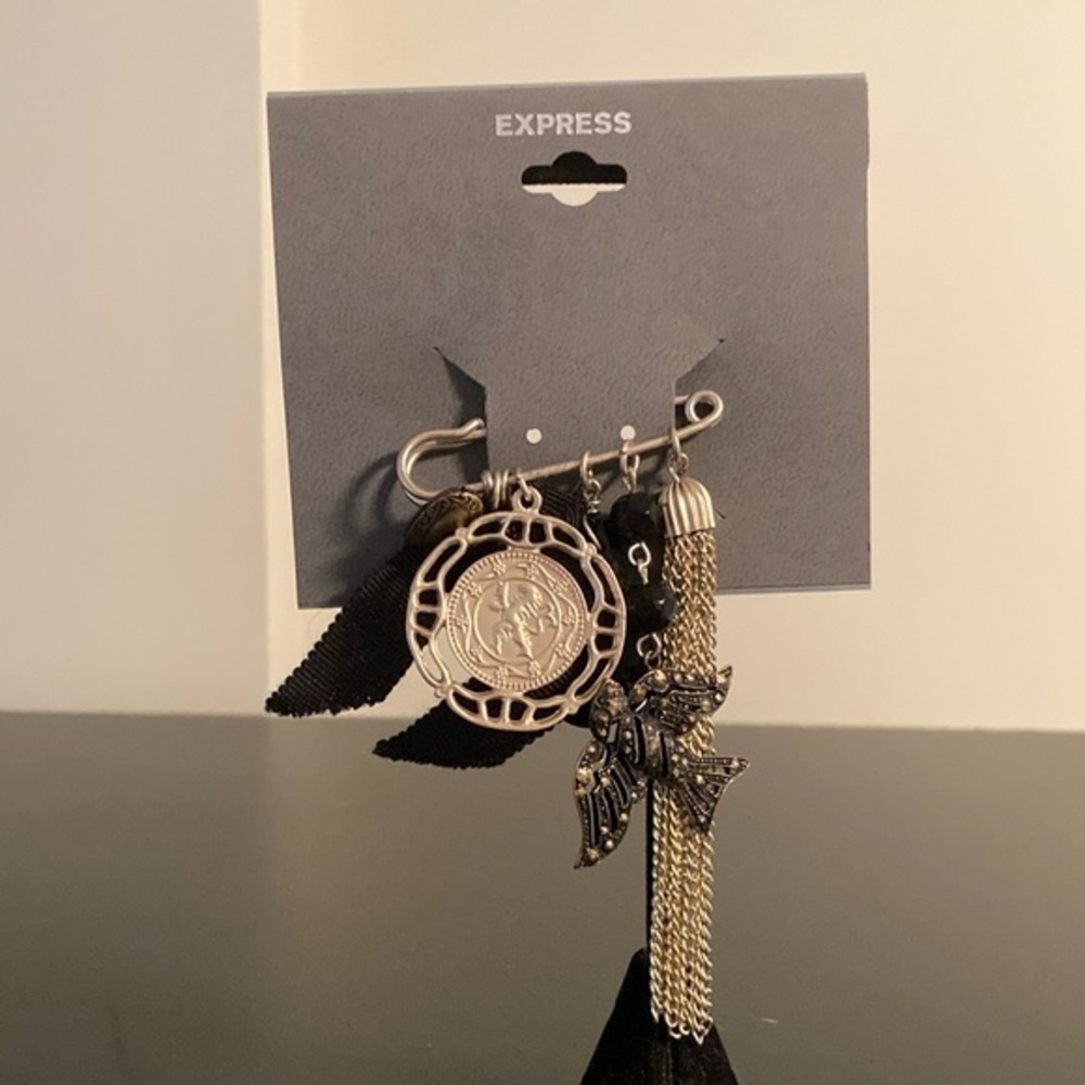Express Gold and Black Charm Brooch